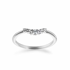 Graduated lab grown diamond accented v wedding band with stackable contour design set in 14k white gold