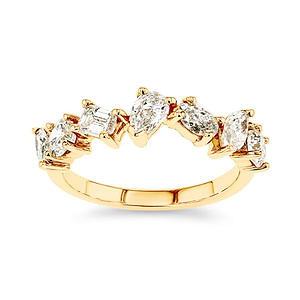 fancy shape mixed lab grown diamond band in 14k yellow gold recycled metal