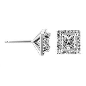  Princess shape diamond and white gold earrings