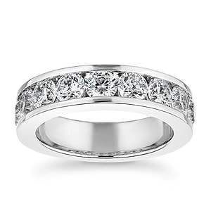  Wedding band with 2.25ctw Diamond Hybrids in recycled 14K white gold