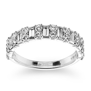 Indy 7/8 ctw Baguette and Round Lab Grown Diamond Alternating Wedding Band