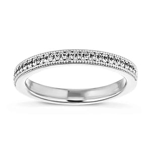  Diamond accented wedding band filigree detail recycled 14K white gold Quimby Engagement Ring