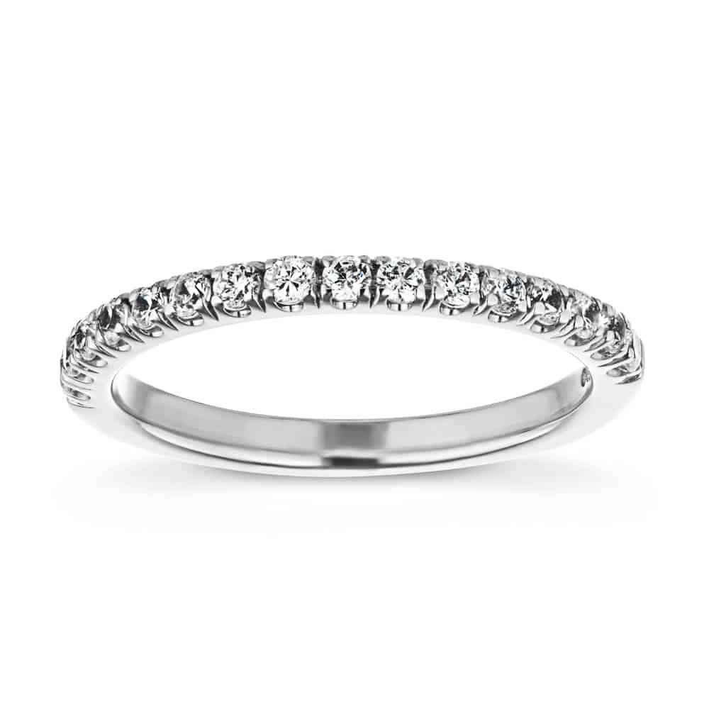 Diamond accented wedding band in recycled 14K white gold made to fit the Venise Engagement Ring | stackable wedding band Diamond accented wedding band in recycled 14K white gold made to fit the Venise Engagement Ring