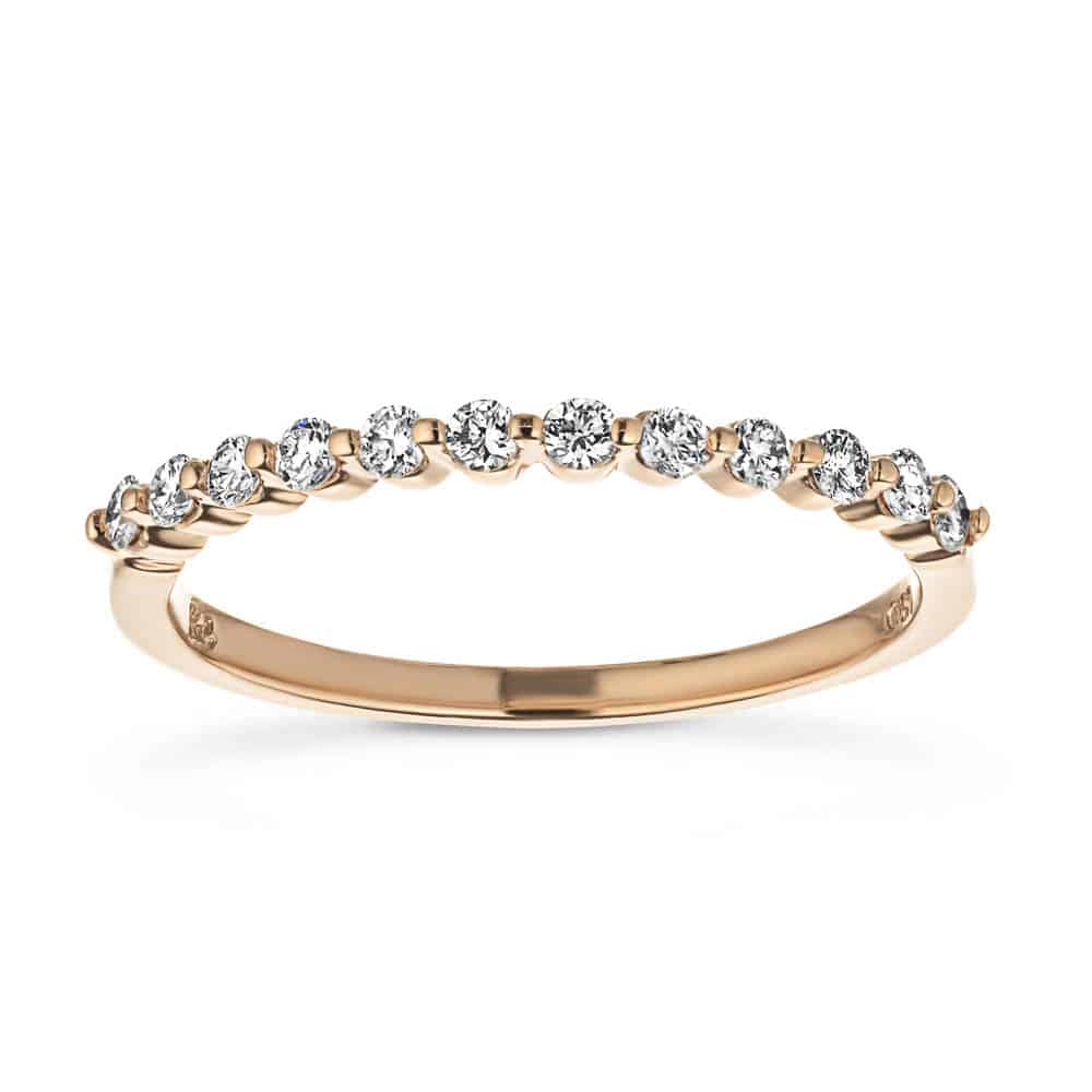 Diamond accented wedding band in recycled 14K rose gold | Diamond accented wedding band in recycled 14K rose gold
