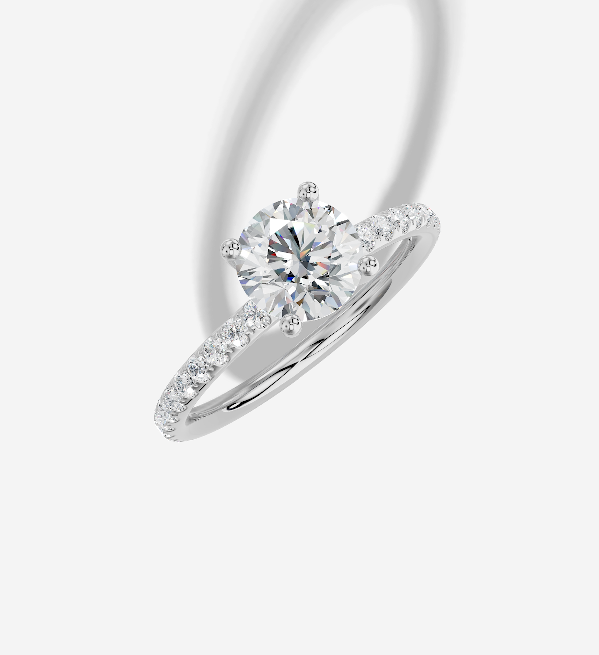 1.32 ctw Round Cut Lab Grown Diamond Micro Prong Classic Prong Set Engagement Ring in 14K Gold