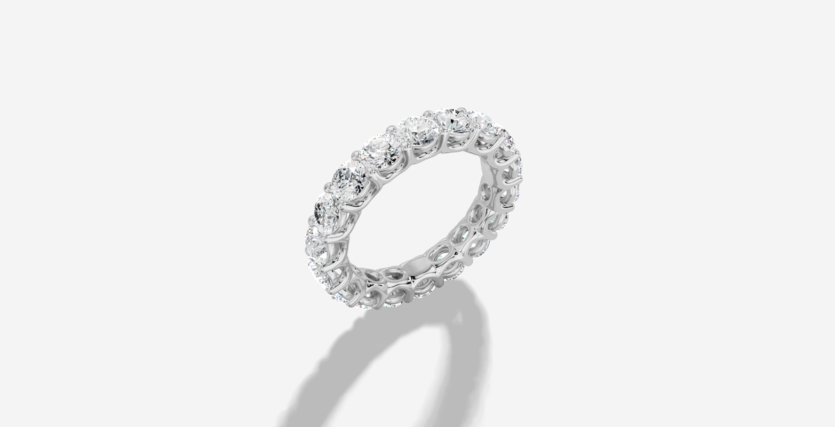 Round Cut Lab Grown Diamond Shared Prong Eternity Band in 14K Gold