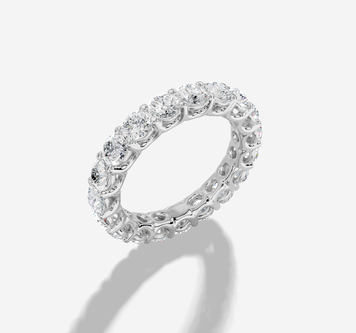 Round Cut Lab Grown Diamond Shared Prong Eternity Band in 14K Gold