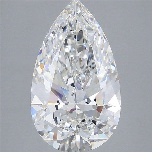 6.08 Carat Pear Shaped, Ideal Cut, F Color, VVS2 Clarity, IGI Certified Lab Grown Diamond