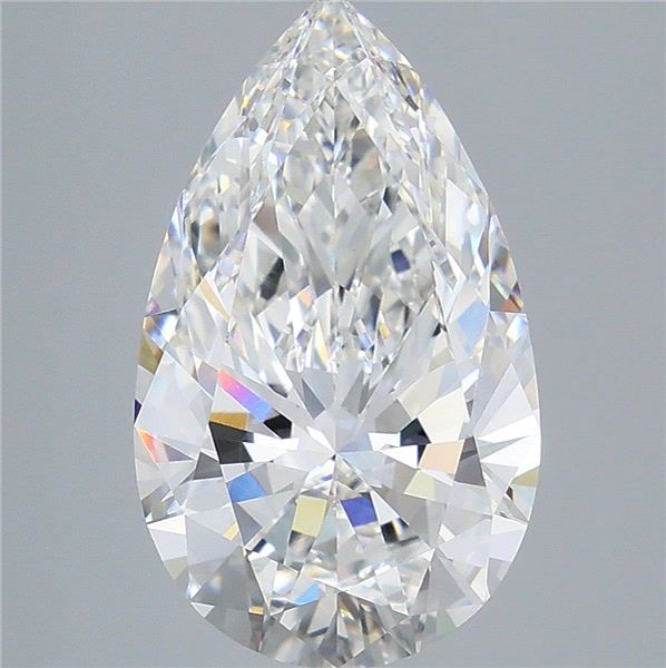 6.07 Carat Pear Shaped, Ideal Cut, F Color, VVS2 Clarity, IGI Certified Lab Grown Diamond