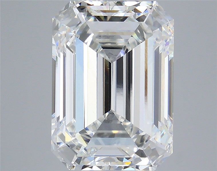 7.08 Carat Emerald Shaped, Ideal Cut, F Color, VVS2 Clarity, IGI Certified Lab Grown Diamond