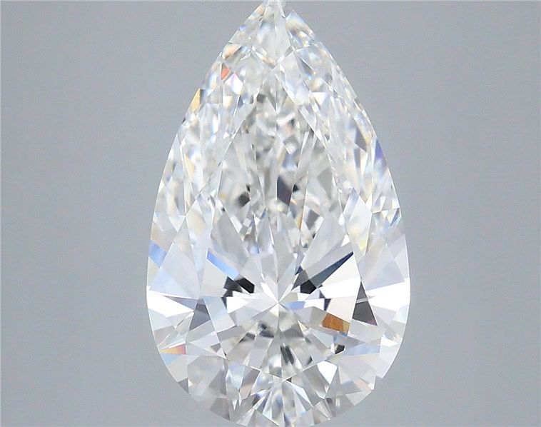 5.00 Carat Pear Shaped, Ideal Cut, F Color, VVS2 Clarity, IGI Certified Lab Grown Diamond