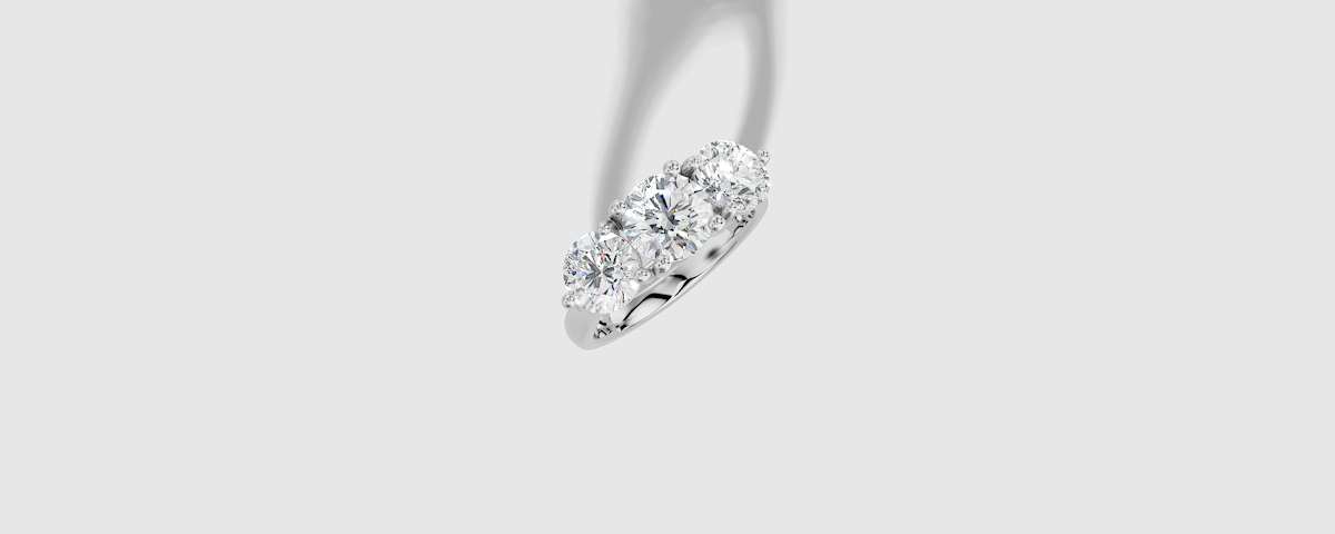 14K gold 1.00 carat Round Diamond 3 Stone  Standard  Three stone