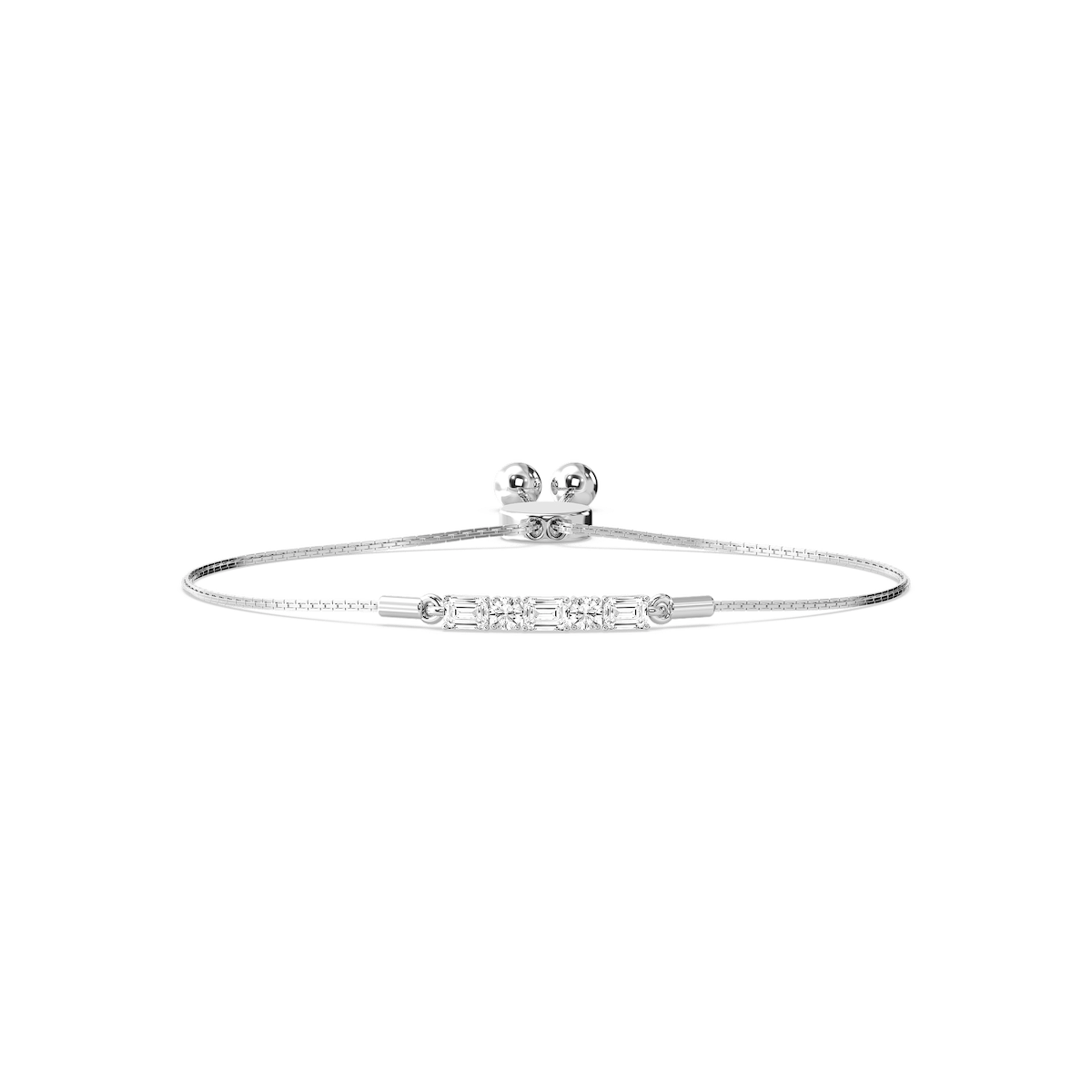 1/2 ctw Round and Emerald Lab Grown Diamond Alternating Five-Stone Bolo - 7 Inches