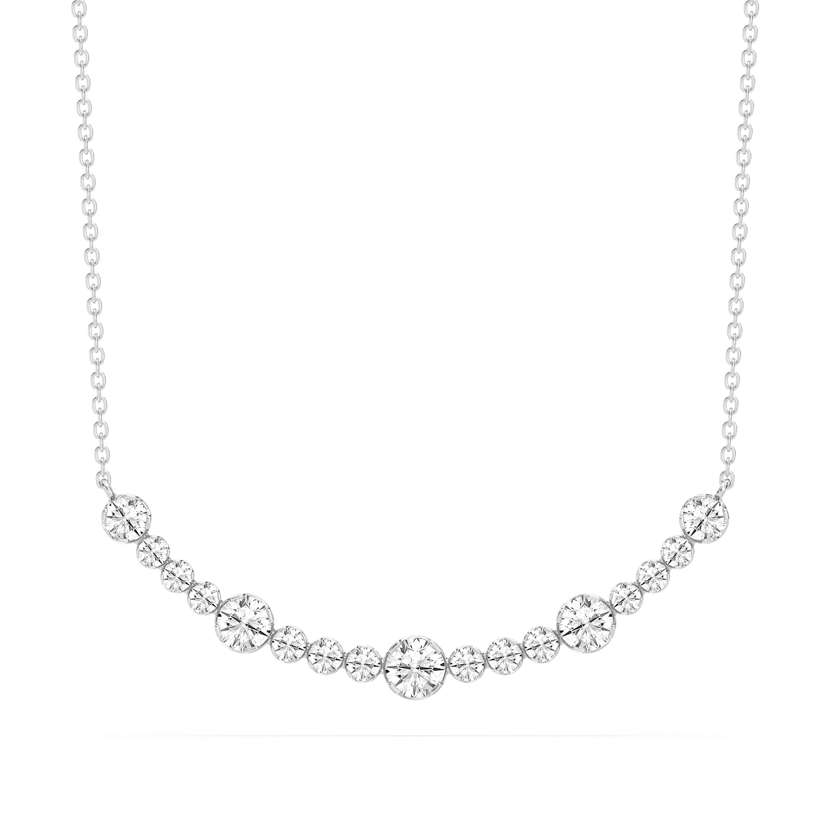 1/2 ctw Round Lab Grown Diamond Bezel Smile Necklace - 16-18 Inches