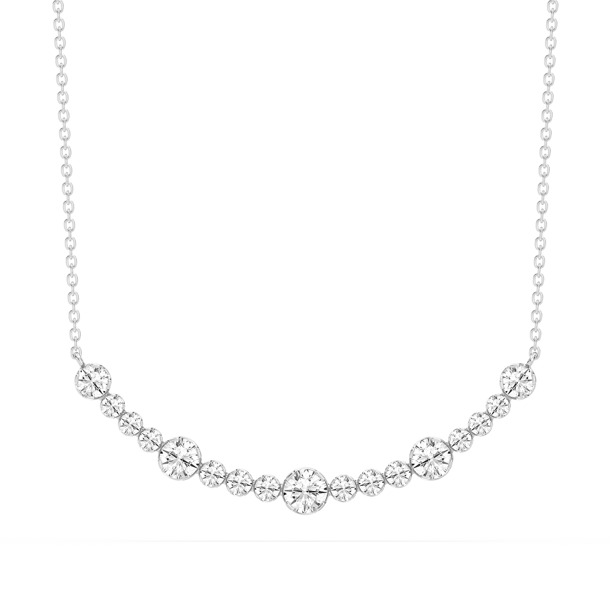 1/2 ctw Round Lab Grown Diamond Bezel Smile Necklace - 16-18 Inches