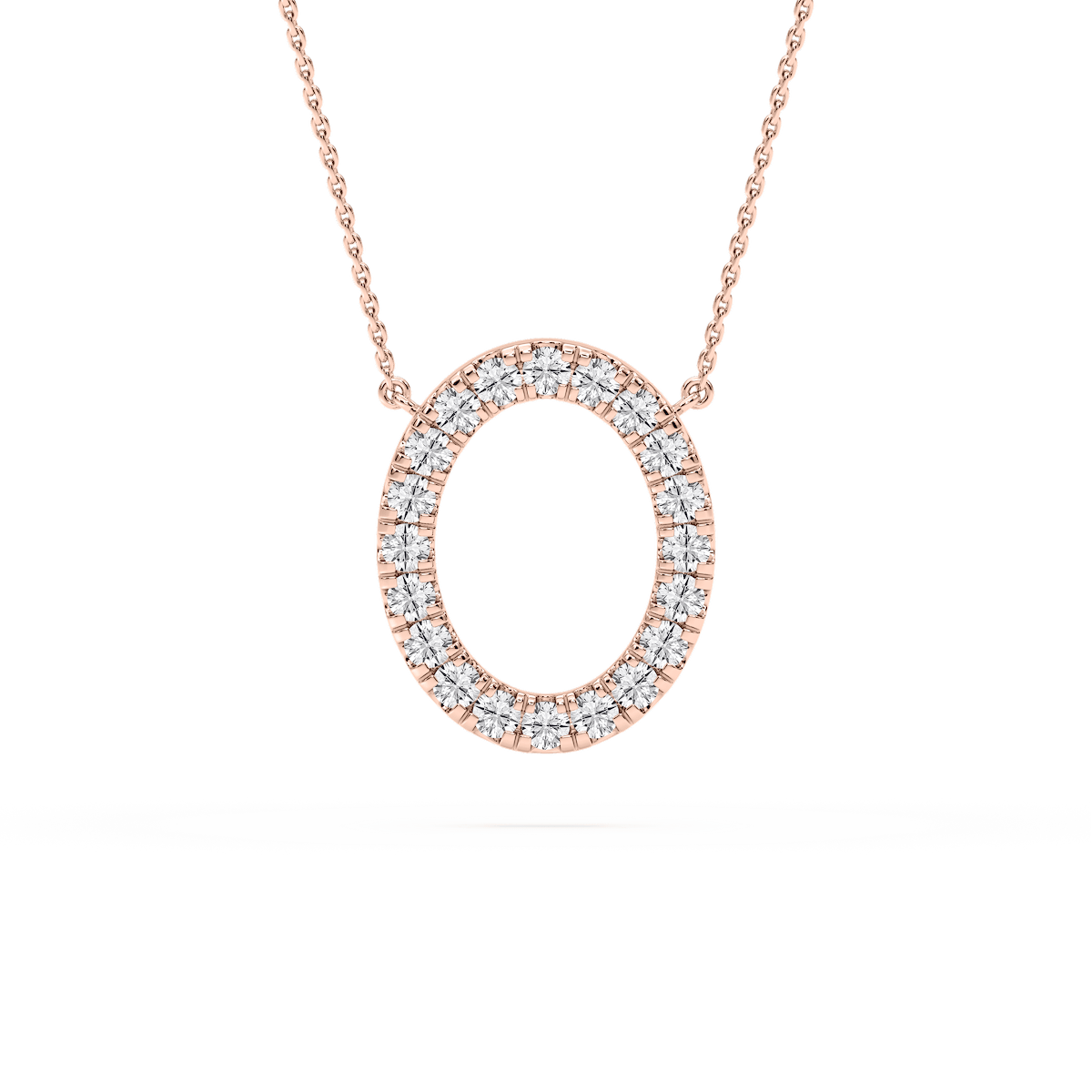 1/6 ctw Oval Lab Grown Diamond Pave Open Square Pendant – 16 to 18 inches