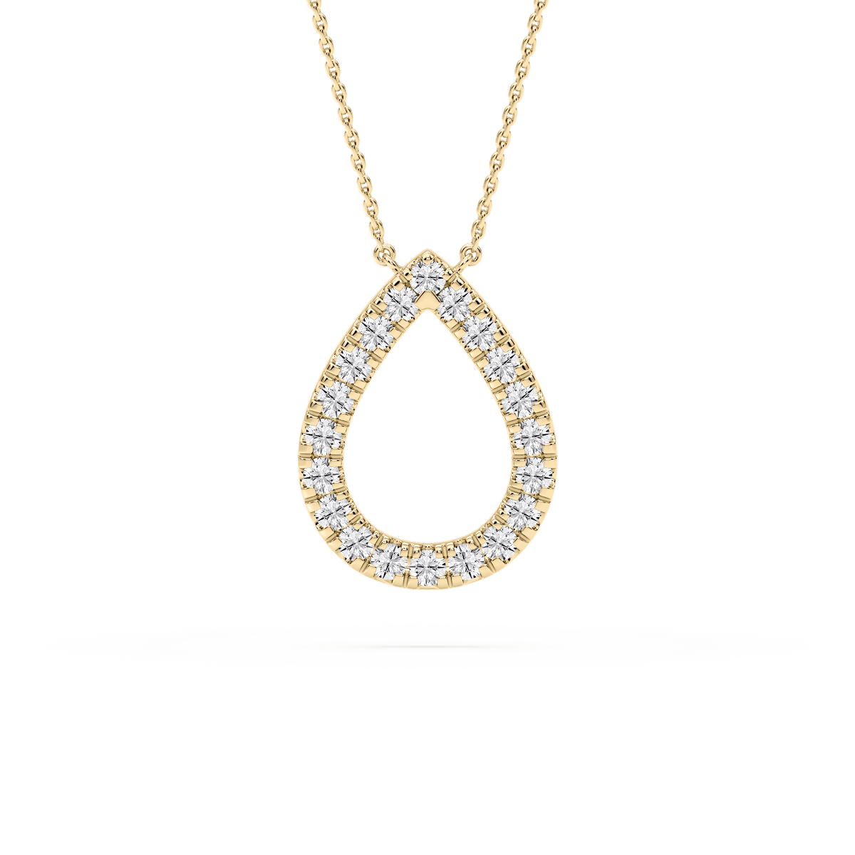 1/6 ctw Pear Lab Grown Diamond Pave Open Square Pendant – 16 to 18 inches