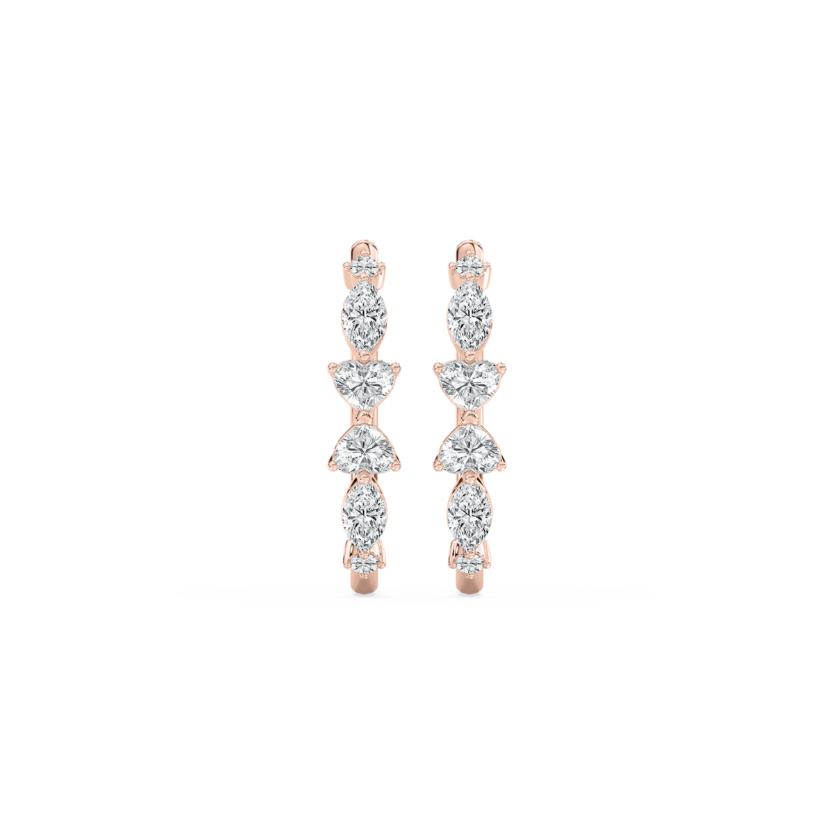 1 ¾ ctw Heart, Round and Marquise Lab Grown Diamond Hoop Earrings
