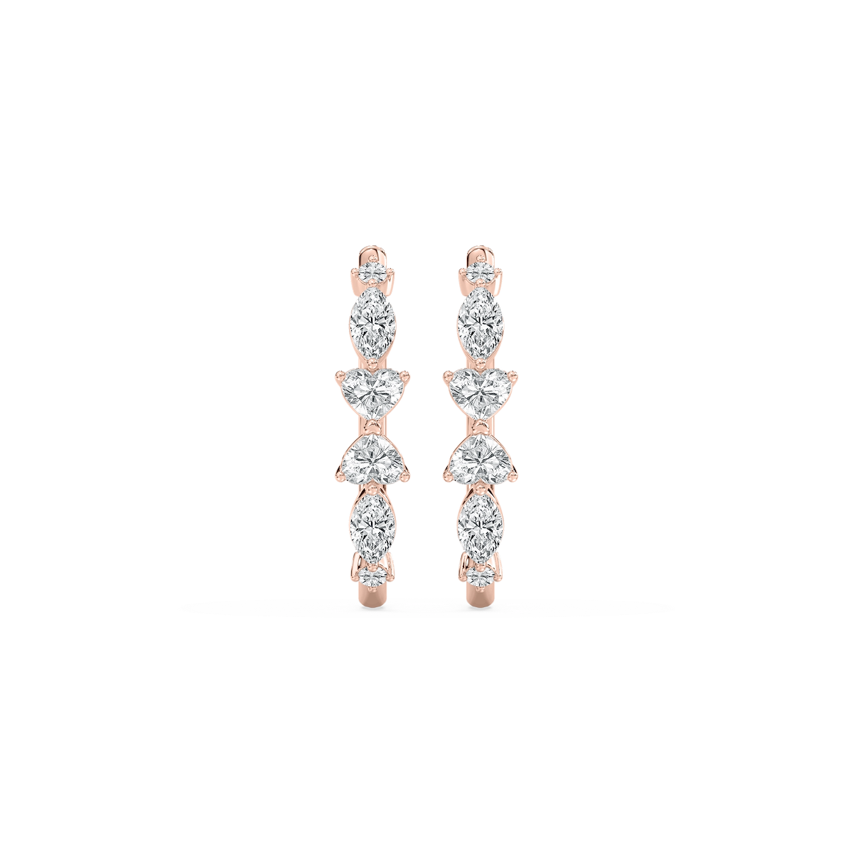 1 ¾ ctw Heart, Round and Marquise Lab Grown Diamond Hoop Earrings