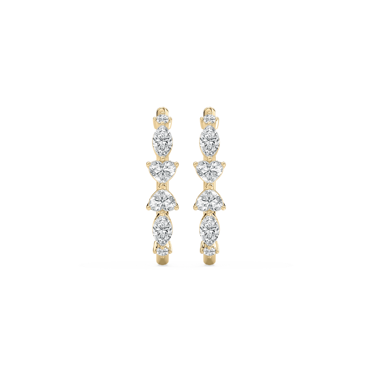 1 ¾ ctw Heart, Round and Marquise Lab Grown Diamond Hoop Earrings