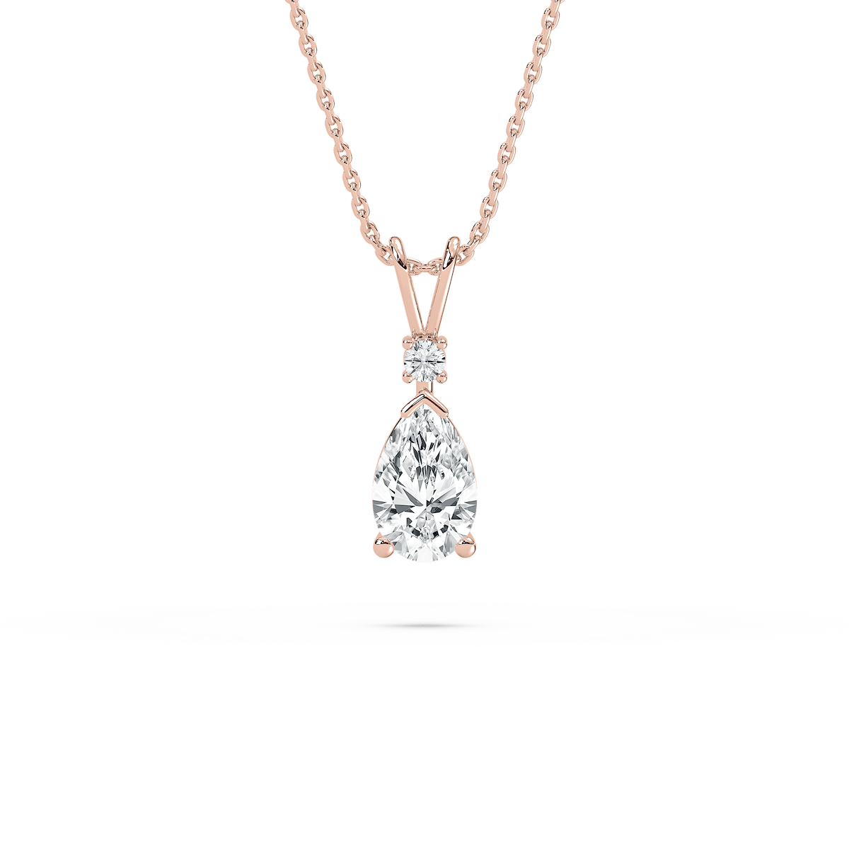 1 ctw Pear and Round Lab Grown Diamond Drop Pendant – 16-18 Inches