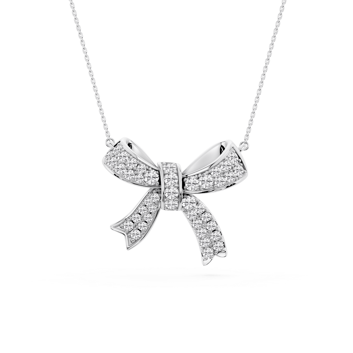 1 ½ ctw Round Lab Grown Diamond Asymmetrical Bow Pendant - 16 to 18 inches