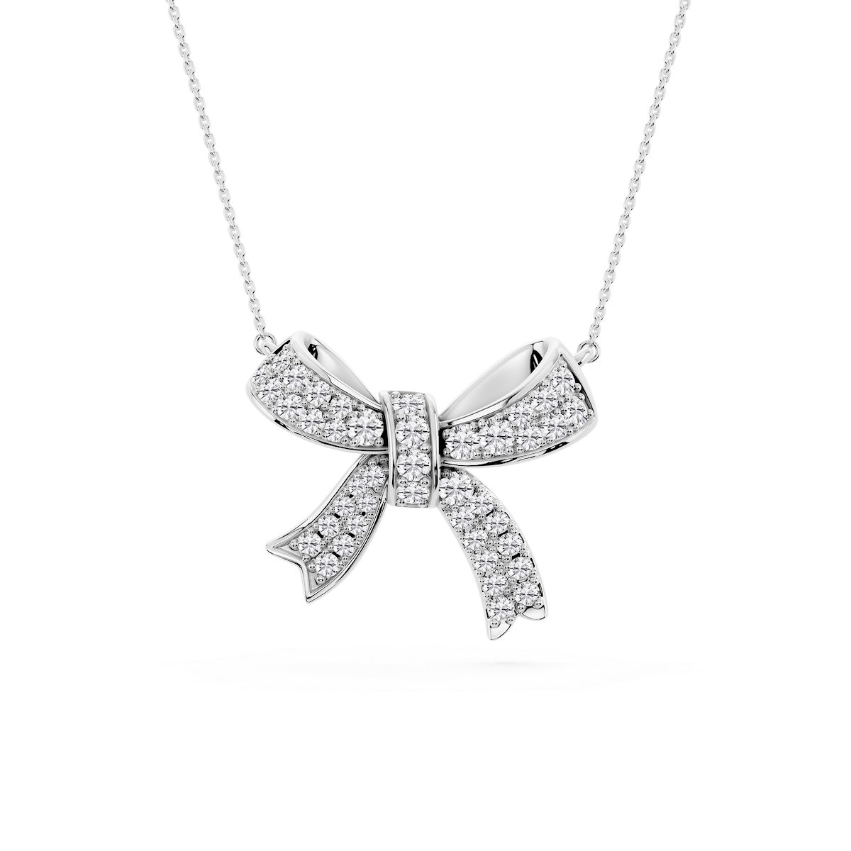 1 ½ ctw Round Lab Grown Diamond Asymmetrical Bow Pendant - 16 to 18 inches