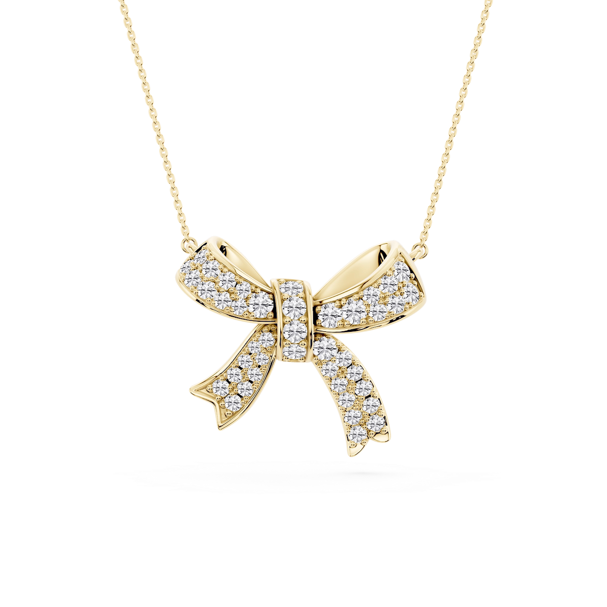 1 ½ ctw Round Lab Grown Diamond Asymmetrical Bow Pendant - 16 to 18 inches