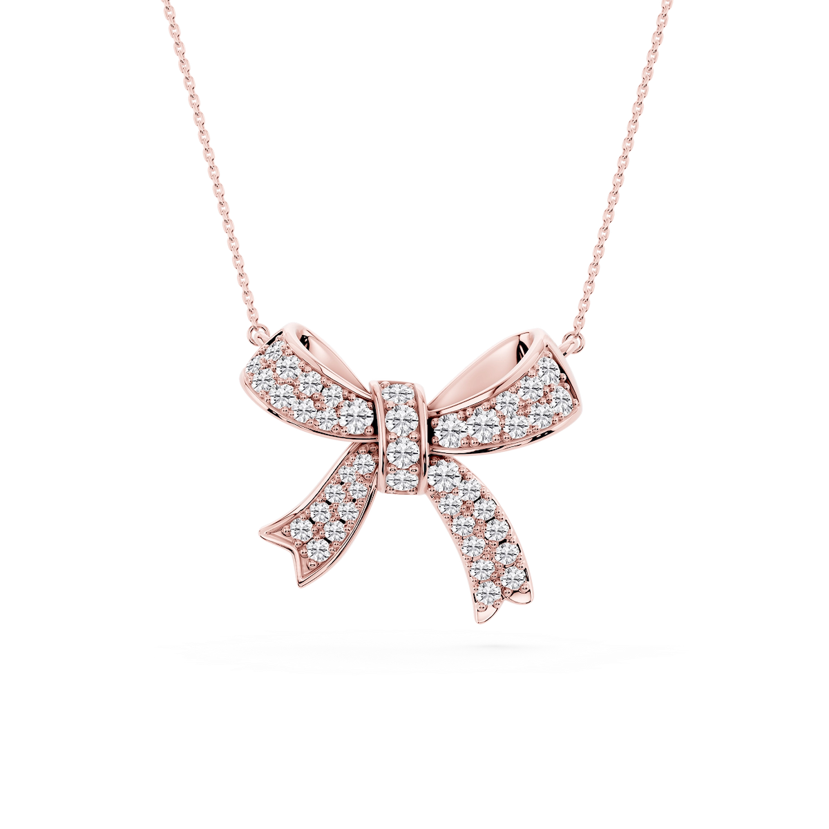 1 ctw Round Lab Grown Diamond Asymmetrical Bow Pendant - 16 to 18 inches