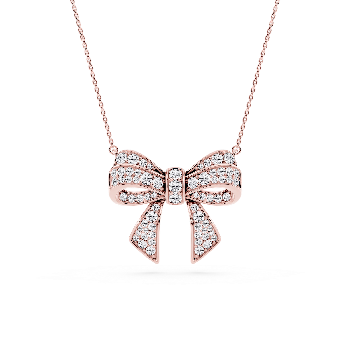 1 ctw Round Lab Grown Diamond Channel Bow Pendant - 16 to 18 inches