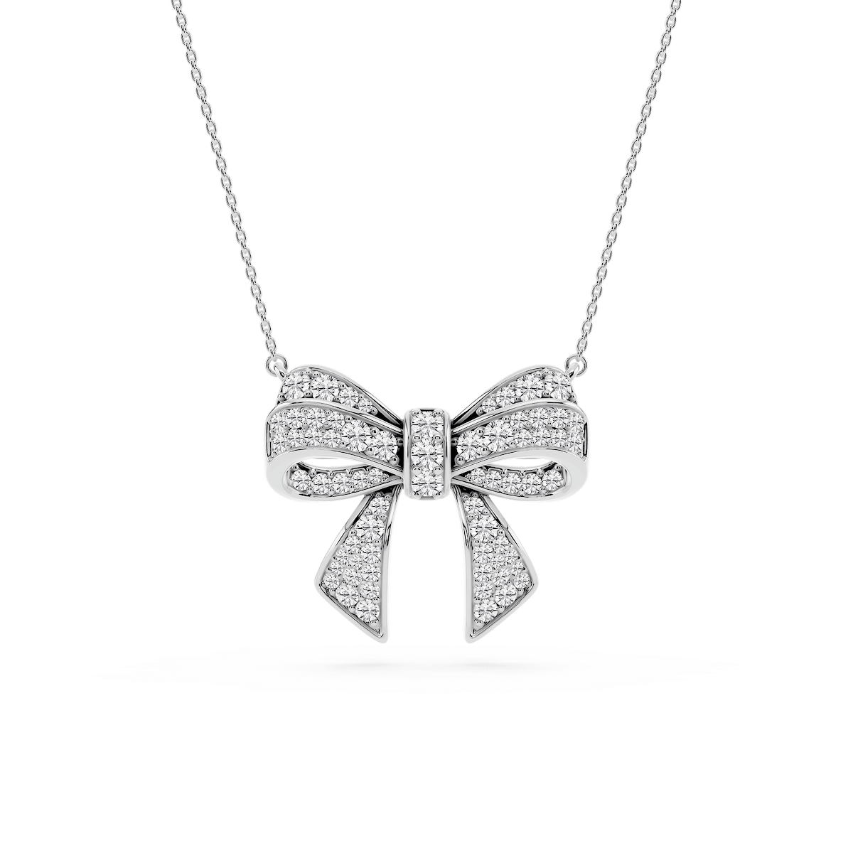 1 ctw Round Lab Grown Diamond Channel Bow Pendant - 16 to 18 inches