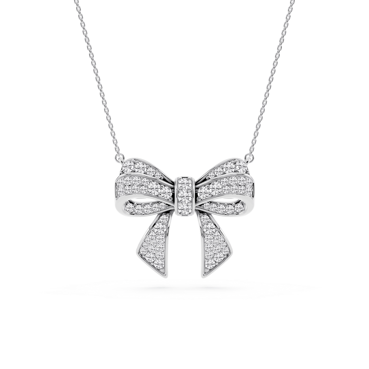 1 ctw Round Lab Grown Diamond Channel Bow Pendant - 16 to 18 inches