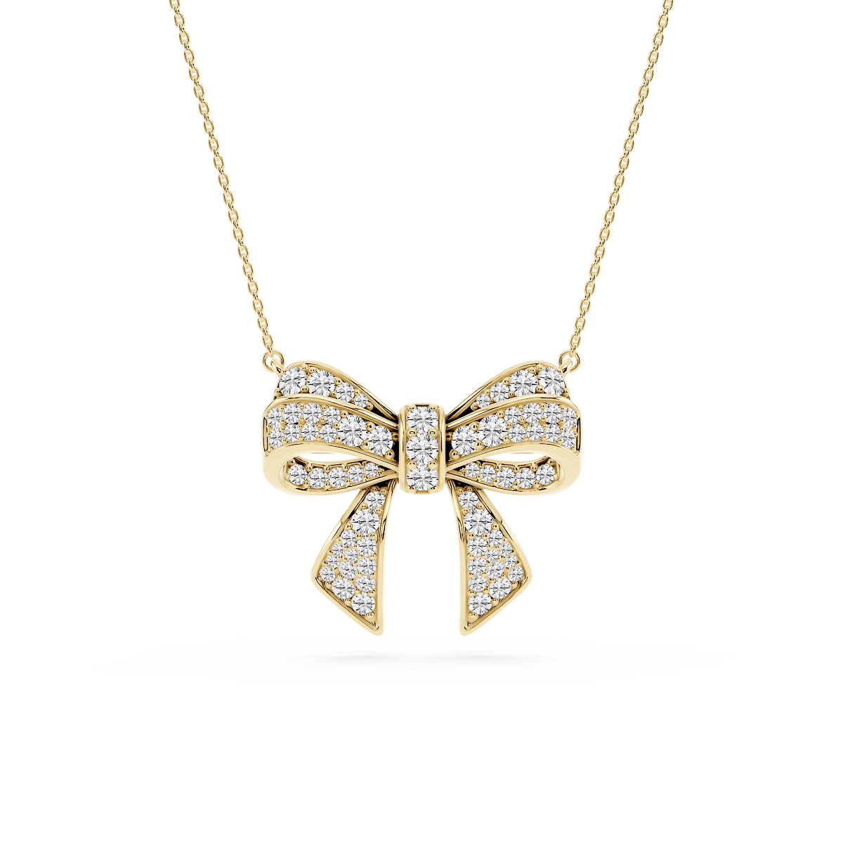 1 ctw Round Lab Grown Diamond Channel Bow Pendant - 16 to 18 inches