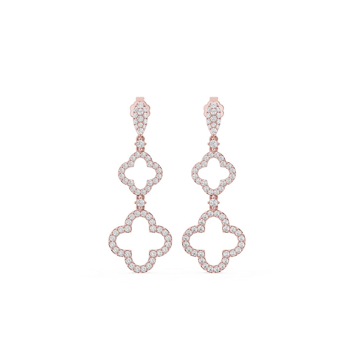 1 ctw Round Lab Grown Diamond Clover Drop Earrings