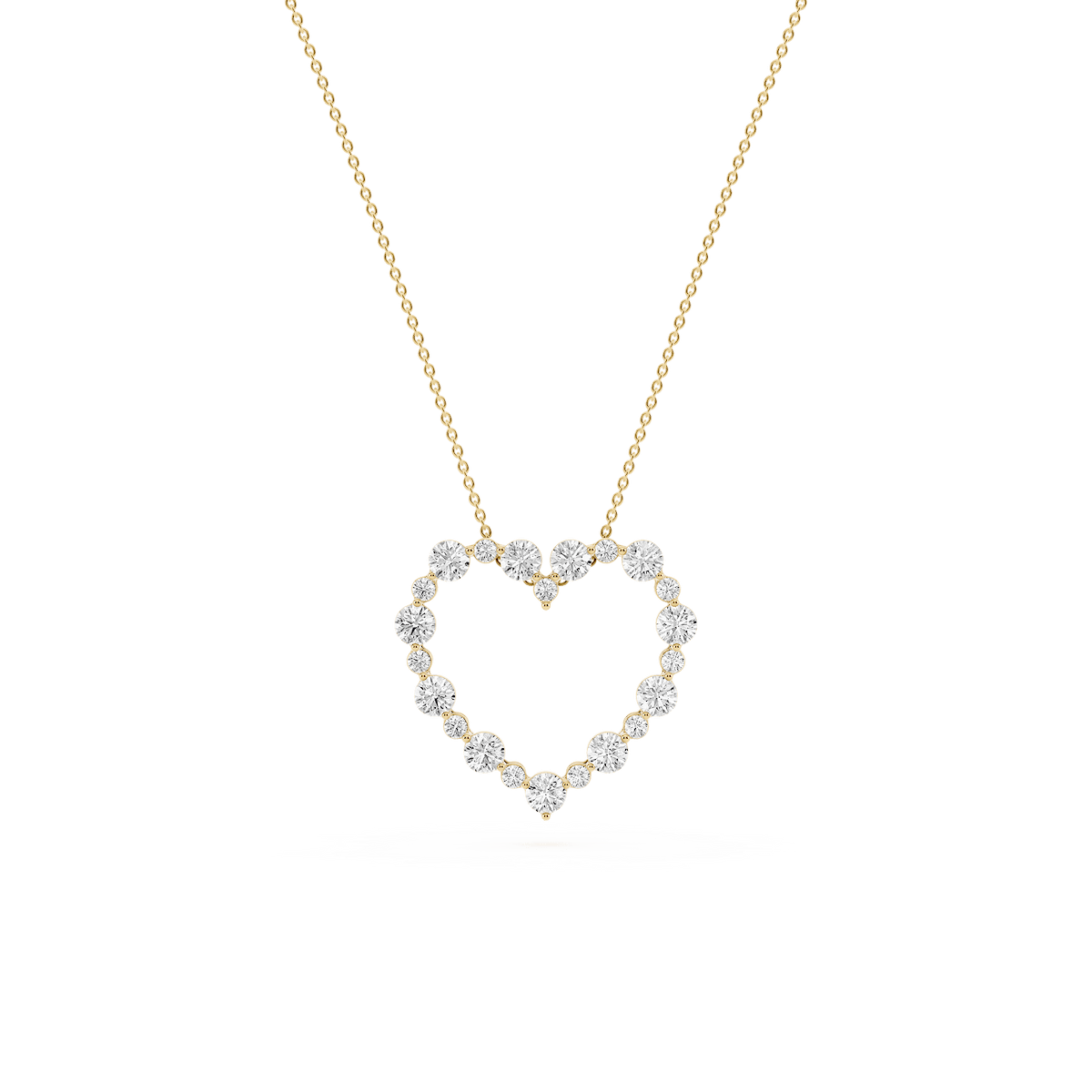 1 ctw Round Lab Grown Diamond Shared Prong Alternating Heart Pendant - 18 Inches