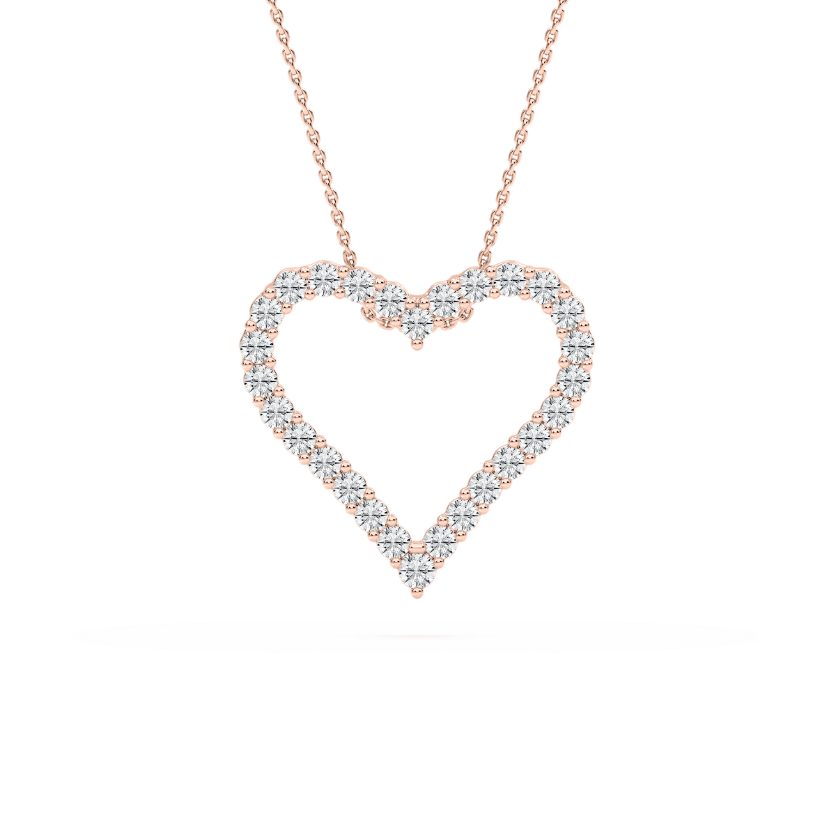 1 ctw Round Lab Grown Diamond Shared Prong Open Heart Pendant – 16-18 Inches