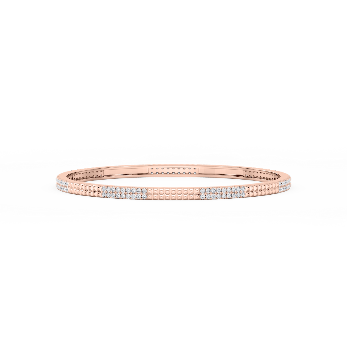 1 ½ ctw Round Lab Grown Diamond Textured Bangle Bracelet  - 7.25 Inches