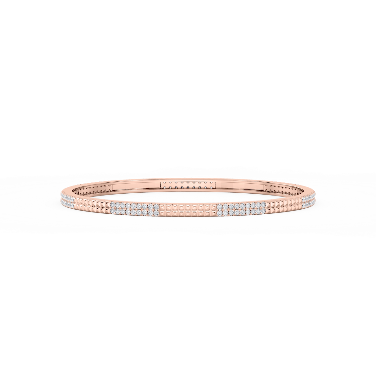 1 ½ ctw Round Lab Grown Diamond Textured Bangle Bracelet  - 7.25 Inches