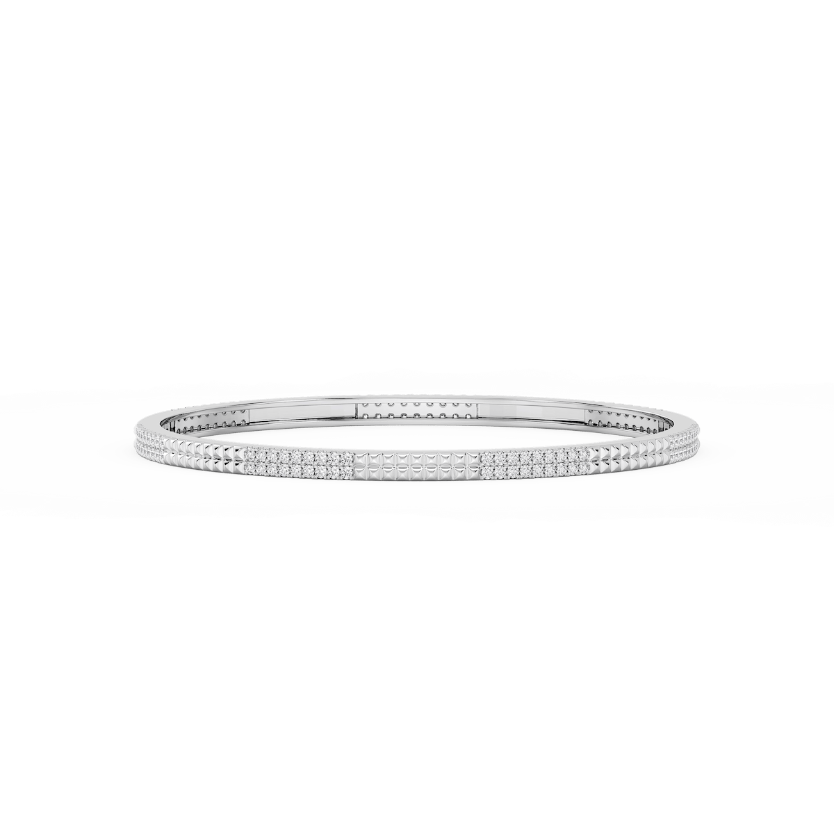 1 ½ ctw Round Lab Grown Diamond Textured Bangle Bracelet  - 7.25 Inches
