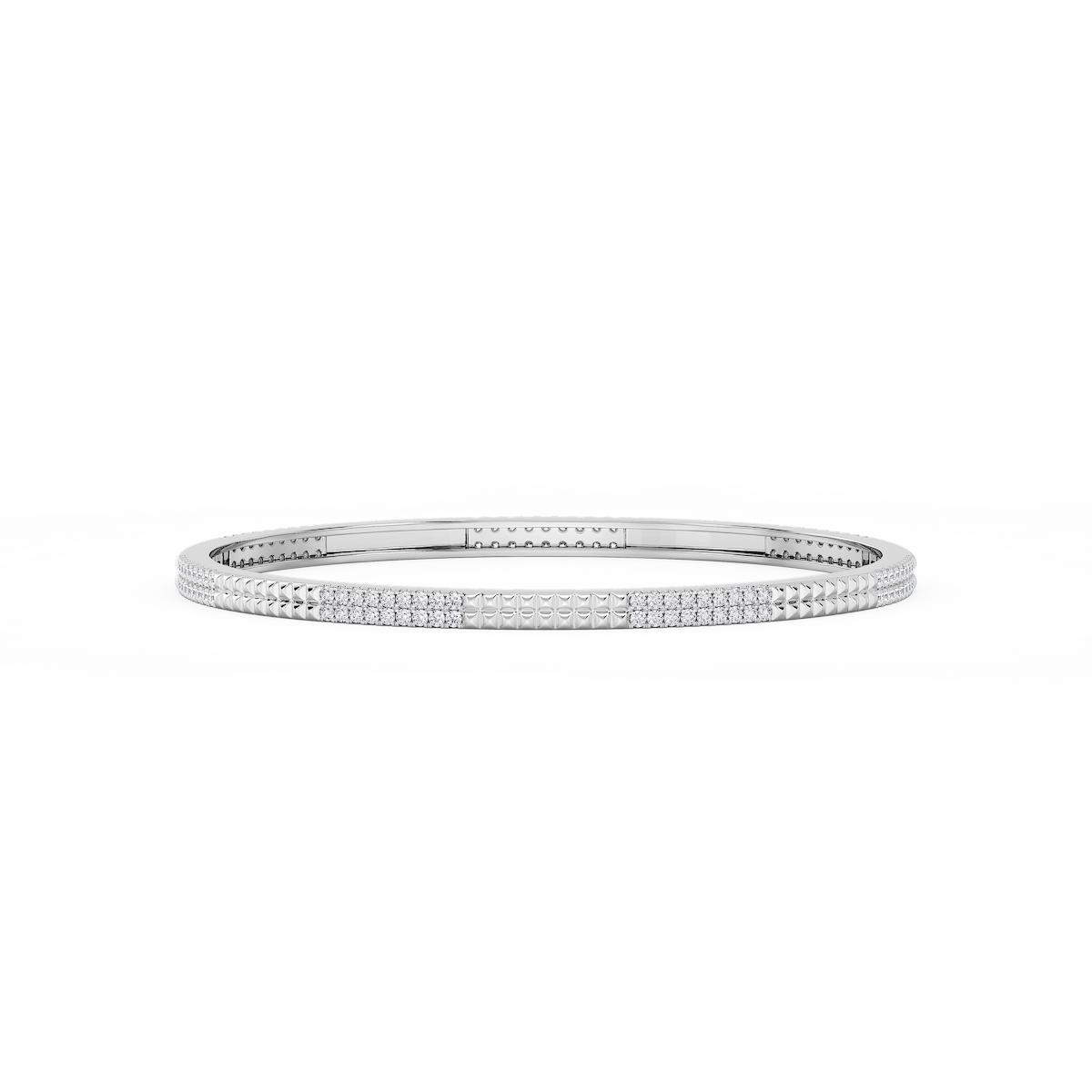 1 ½ ctw Round Lab Grown Diamond Textured Bangle Bracelet  - 7.25 Inches