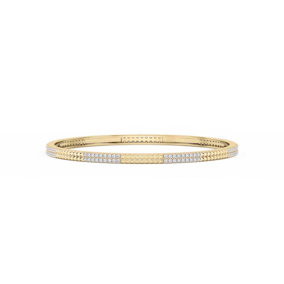 1 ½ ctw Round Lab Grown Diamond Textured Bangle Bracelet  - 7.25 Inches