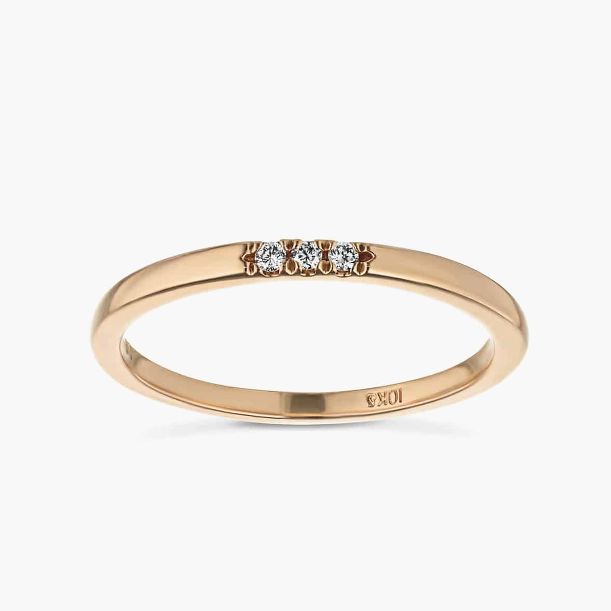 Billie 1/8 ctw Wedding Band Lab Grown Diamond Three Stone Stackable Band