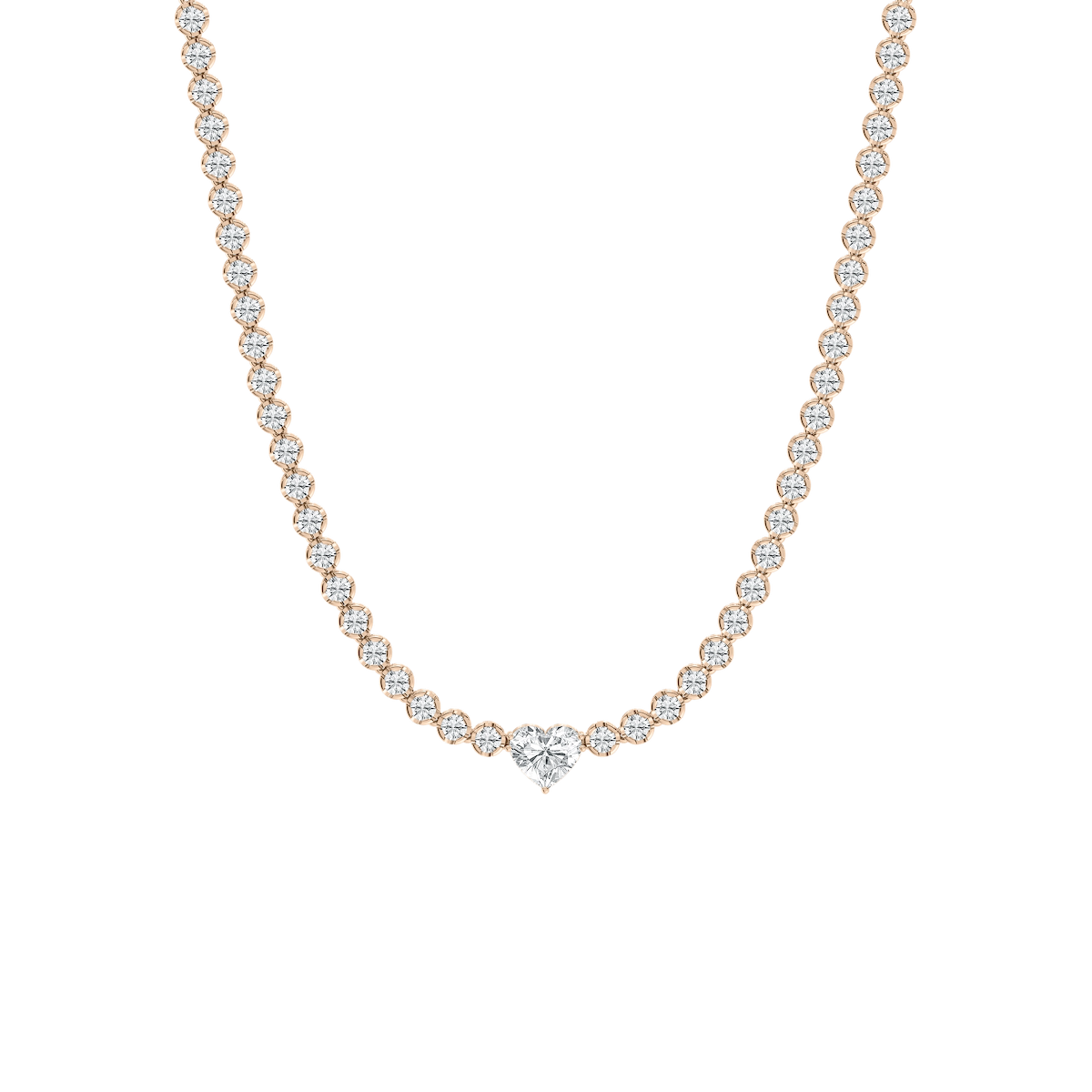 13 ⅓ ctw Round Lab Grown Diamond Heart Center Tennis Necklace - 18 Inches