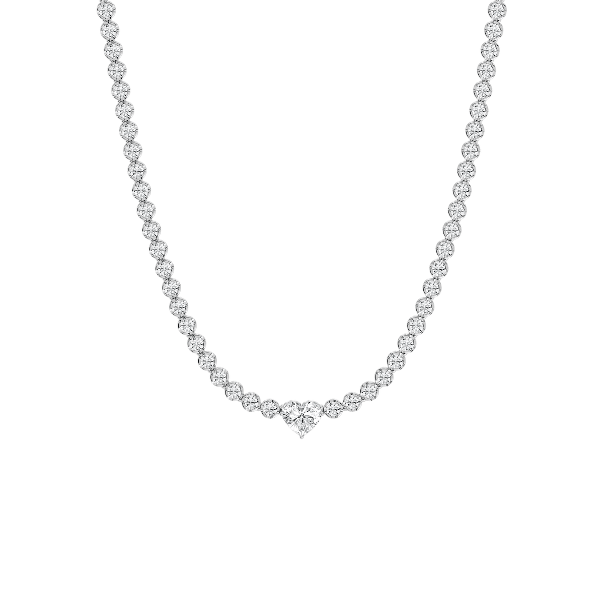 13 ⅓ ctw Round Lab Grown Diamond Heart Center Tennis Necklace - 18 Inches