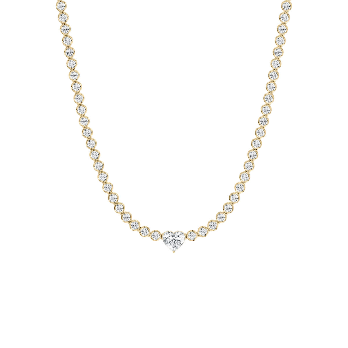 13 ⅓ ctw Round Lab Grown Diamond Heart Center Tennis Necklace - 18 Inches