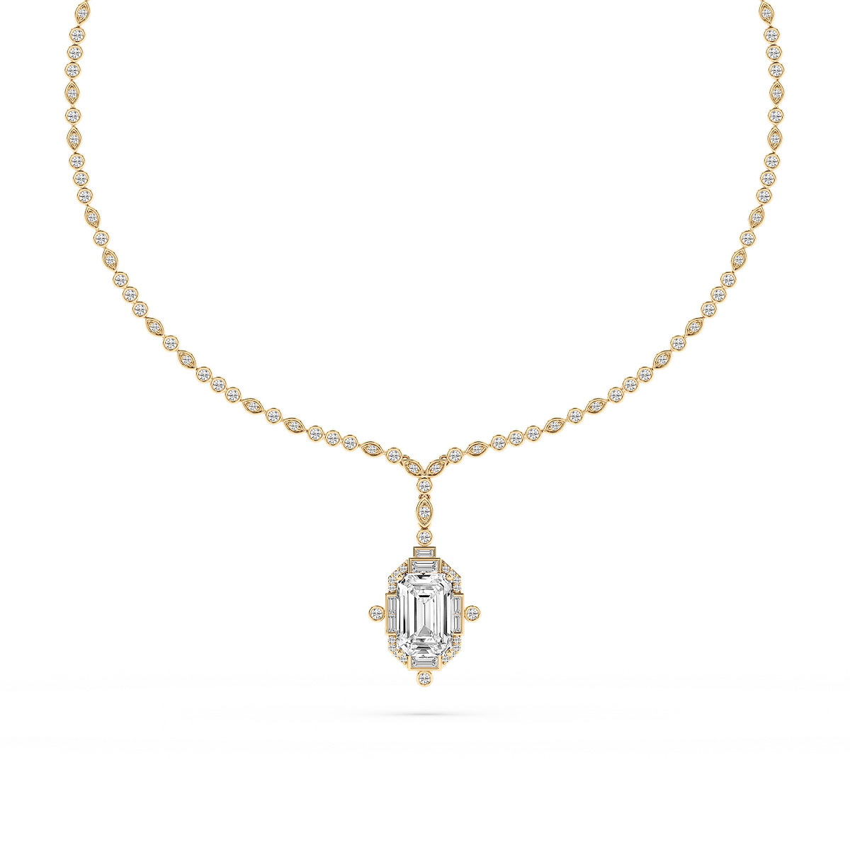 14 ½ ctw Halo Drop Bezel Tennis Pendant - Signature Collection