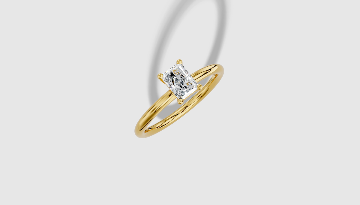 14KT Radiant 0.50 Carat FG/VS plain 4 Prong Natural Diamond Ring