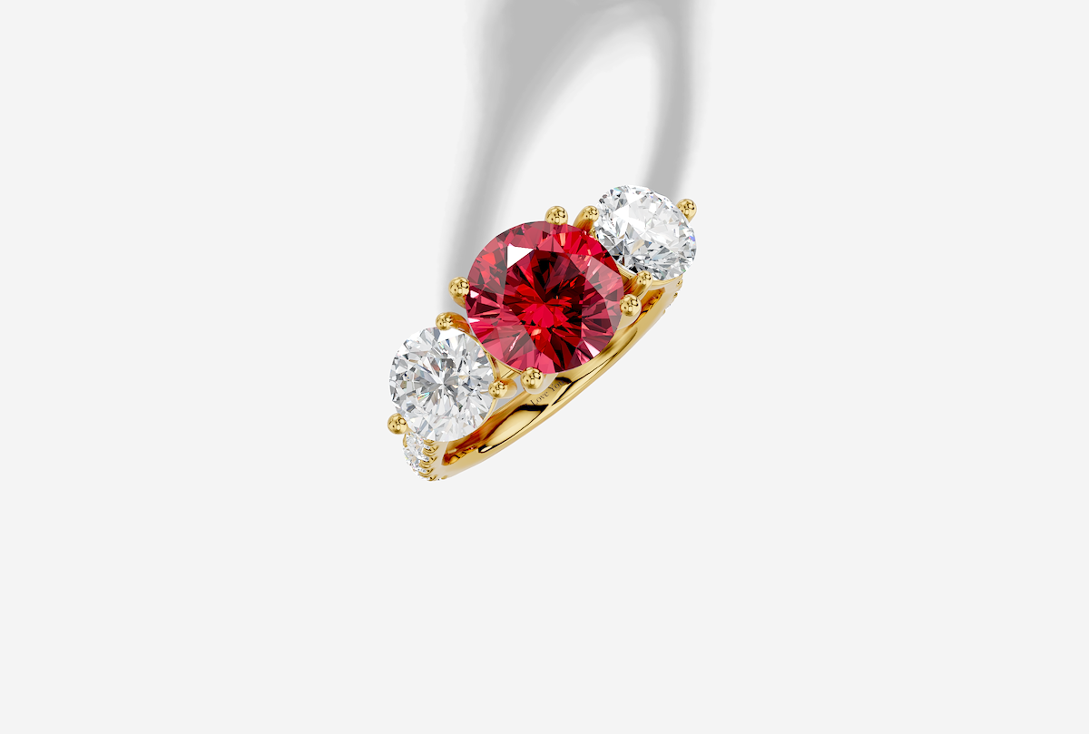 18K gold 2.00 carat Round Diamond 3 Stone  Micro Prong  Three stone