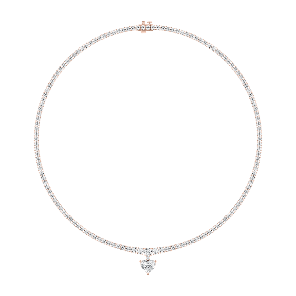 19 ctw Heart Lab Grown Diamond Drop Tennis Necklace - 18 Inches - Signature Collection