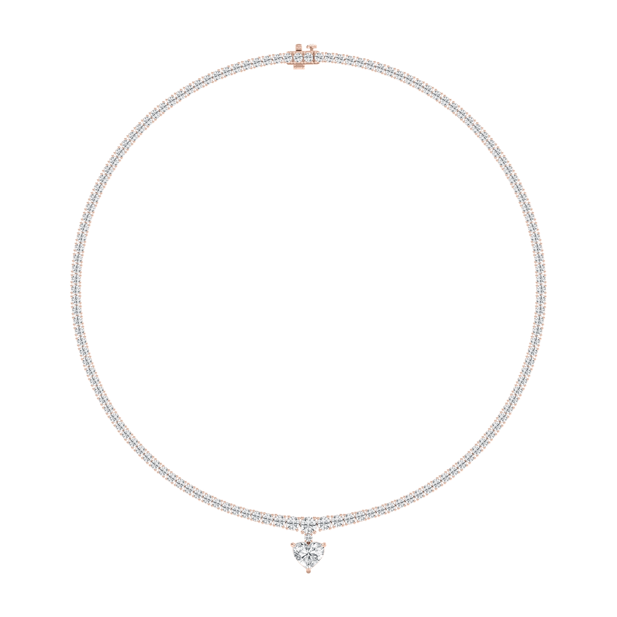 19 ctw Heart and Round Lab Grown Diamond Drop Tennis Necklace - 18 Inches